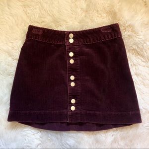A&F Button-up Maroon Corduroy Mini Skirt